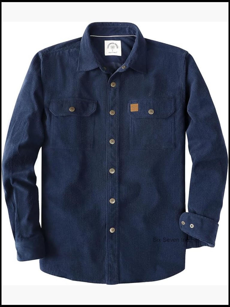 Heavyweight Corduroy Shirt Jacket Snap Button Long Sleeve 2 Pockets